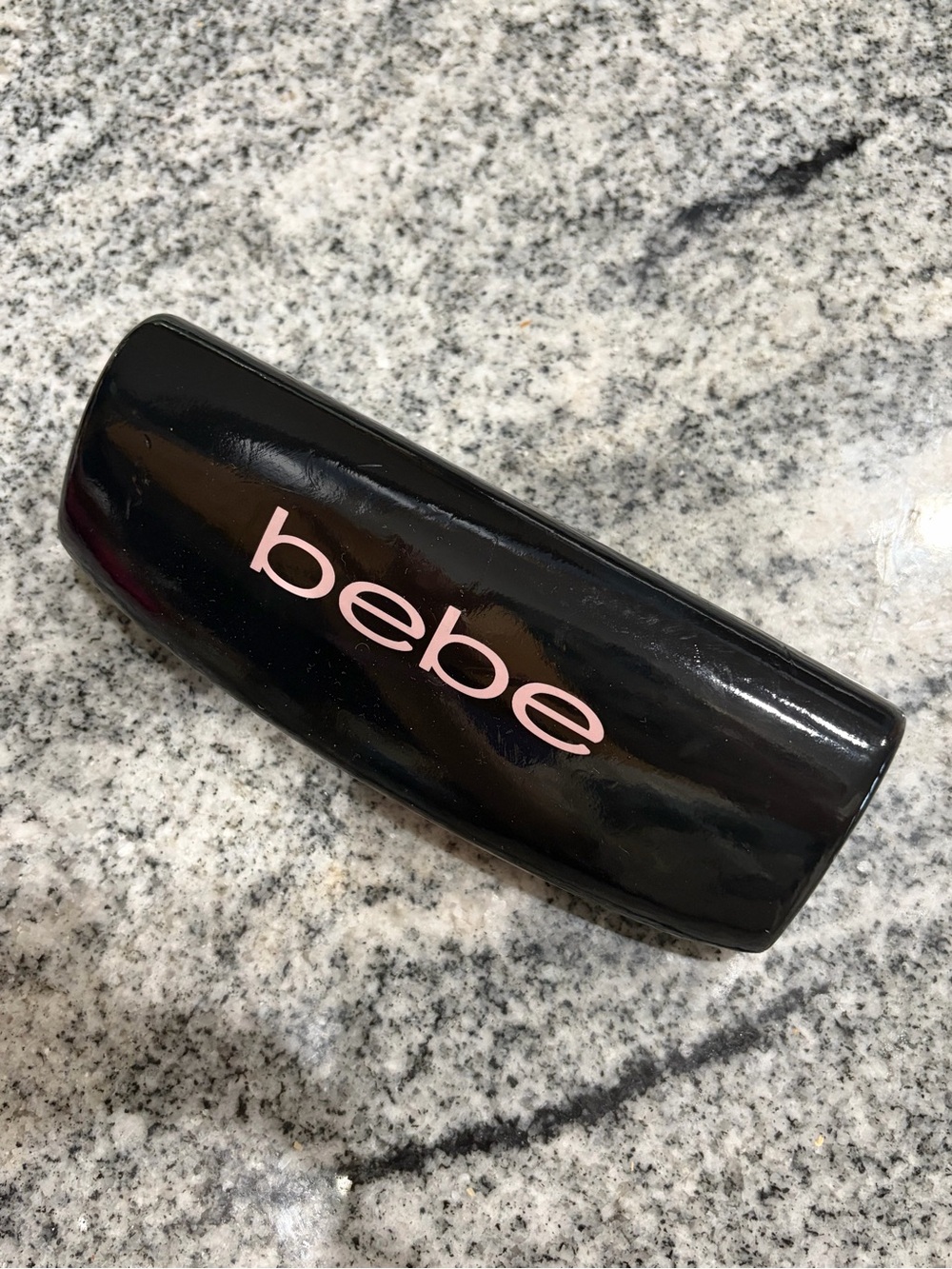 bebe Black leather Glasses Case with pastel Pink Logo